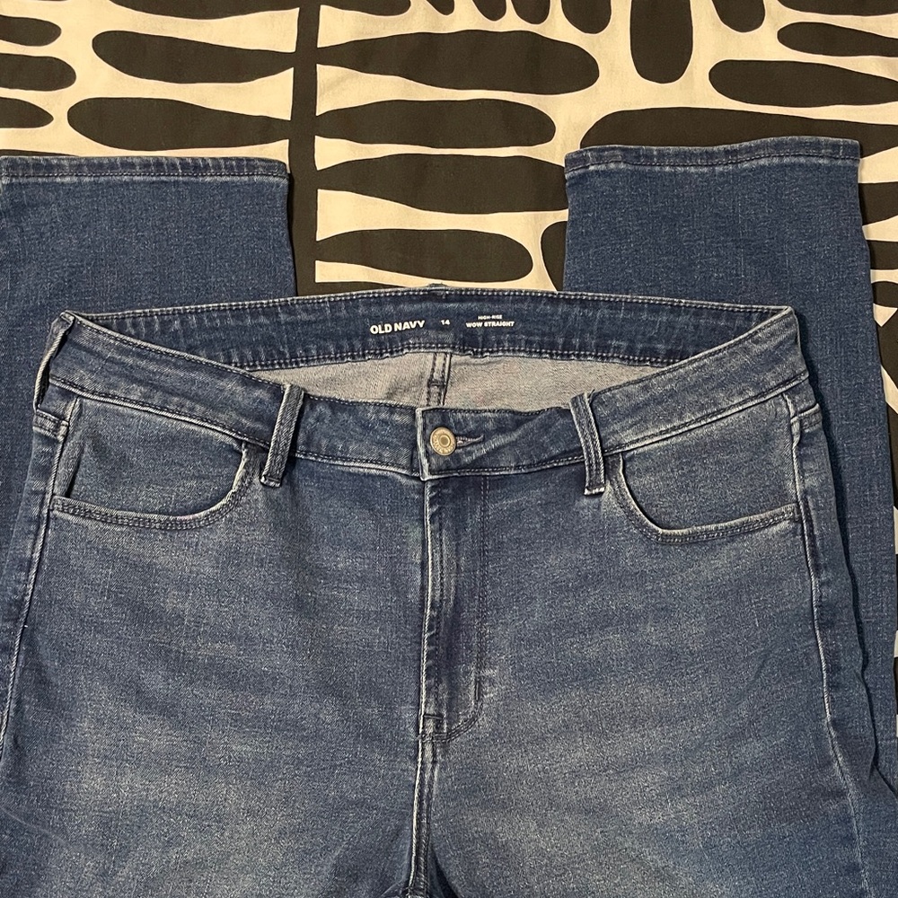 Old Navy high rise WOW straight medium wash denim jeans